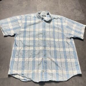 Trader Bay Men's Short‎ Sleeve Button Down Plaid Shirt Size XL F-145